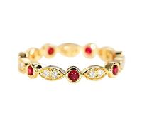 Stfery Bague en or 18 carats pour femme sertie de diamants ronds de 0,25 ct avec rubis de sang de pigeon rond pavé de diamants, 8.5, Métal, Aucune pierre précieuse