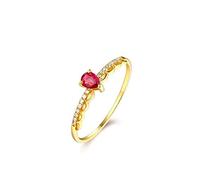 Stfery Bague en or 18 carats pour femme sertie de rubis 0,4 ct et pavé de diamants personnalisés, 7.5, Métal, Aucune pierre précieuse
