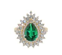Stfery Bague en or 9 K/14 K/18 carats avec émeraude 2 carats