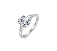 Stfery Bague en or blanc 18 carats avec triple pierre pour femme, bague ovale moissanite 2 carats en or véritable personnalisée, 4.5, Métal, Moissanite