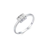 Stfery Bague en or blanc 18 carats sertie de diamants cultivés en laboratoire en or véritable, triple pierre empilable, personnalisée pour femme, 5.5, Métal, Diamant créé