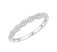 Stfery Bague en or blanc 9 K/14 carats sertie de l'infini en or véritable, bague d'anniversaire de moissanite pour femme, 6, Or blanc 9 carats, Moissanite