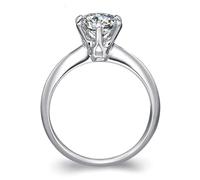 Stfery Bague en or blanc 9 K/14 K/18 carats - Solitaire classique à six griffes - Pour femme - Avec diamant naturel 0,3 ct - Taille 47 à 65, 54 (17,2), Métal, Diamant