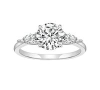 Stfery Bague en or blanc 9K/14 carats avec triple pierre en moissanite pour femme, 9, Or blanc, Moissanite