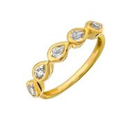 Stfery Bague en or jaune 9/14 carats avec lunette et moissanite en or véritable, bague empilable à gouttelettes pour femme, 5.5, Or jaune, Moissanite