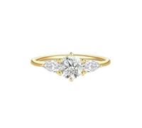 Stfery Bague en or jaune 9 K/14 carats avec triple pierre en moissanite pour femme, 6.5, Or jaune 9 carats, Moissanite