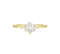 Stfery Bague en or jaune 9K/14 carats avec halo infini en or véritable, bague empilable en moissanite pour femme, 5, Or jaune 9 carats, Moissanite