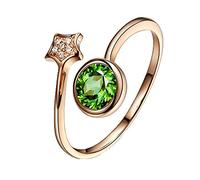 Stfery Bague en or rose 18 carats pour femme, alliance avec tourmaline verte, bague en diamant véritable, 54 (17,2), Métal, Tourmaline verte Diamant