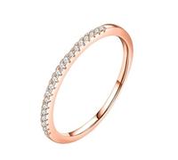 Stfery Bague en or rose 9 K/14 carats - Demi éternité délicate - Bague empilable en moissanite pour femme, 9.5, Or rose 9 carats, Moissanite