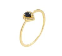 Stfery Bague en or véritable 18 carats avec pierre précieuse en forme de larme et onyx noir empilable pour femme, 6, Métal, Onyx noir Moissanite