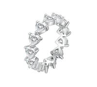 Stfery Bague éternité en or blanc 9/14 carats avec cœur en moissanite pour femme, 9.5, Or blanc 9 carats, Moissanite