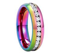 Stfery Bague Éternité Rang Acier Titane Homme, Bague Mariage Multicolore 7mm Fantaisie Taille 58