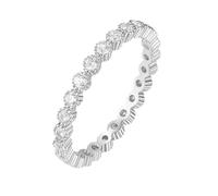 Stfery Bague Éternité Rang Argent Femme, Bague Empilable en Argent 925 Incrusté de Zircone Rond 1.75mm Fantaisie Taille 58