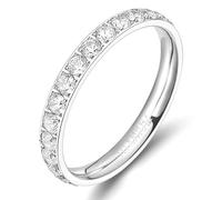 Stfery Bague Éternité Rang Femme Acier Titane, Anneau Empilable Argenté 3mm Classique Taille 49