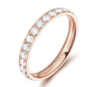 Stfery Bague Éternité Rang Femme Acier Titane, Anneau Empilable Or Rose 3mm Classique Taille 57