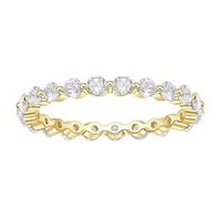 Stfery Bague Éternité Rang Femme Argent 925, Bague Empilable Doré Incrusté de Zircone Rond 2.5mm Fantaisie Taille 60