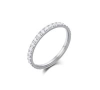 Stfery Bague Femme Acier Inoxydable Éternité Rang, Anneau Empilable Argenté Pavé de Zircone 2mm Fantaisie Taille 49
