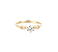 Stfery Bague Femme Fiançailles Or 18 carats, Anneau Empilable Incrusté de Moissanite 6 Griffes 0.5ct, Bague Or Jaune 750 Vintage Taille 47