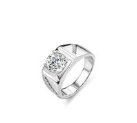 Stfery Bague Femme Mariage Or Blanc 14 carats, Anneau Incrusté de Moissanite 2ct, Bague Chevalière Or 585 Classique Taille 53