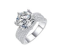 Stfery Bague Femme Mariage Or Blanc 18 carats, Anneau Large Triple Pavé de Moissanite 5ct, Bague Or 750 Somptueuse Taille 51