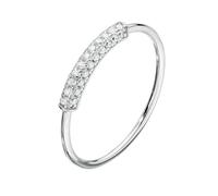 Stfery Bague Femme Or 9 carats, Anneau Barre Pavé de Diamant, Bague Or Blanc 375 Taille 65