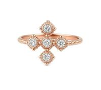 Stfery Bague Femme Or Rose 18K, Anneau Croix Incrusté de Moissanite DEF, Bague Or 750 Vintage Taille 61