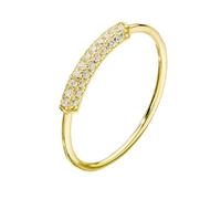 Stfery Bague Fiançailles Or Jaune Femme 375, Anneau Barre Pavé de Diamant, Bague Or 9 carats Taille 54