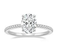 Stfery Bague Halo Ovale Femme Argent, Bague de Mariage en Argent 925 Incrustée de Zircone 3ct 8x10mm Fantaisie Taille 60