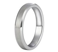 Stfery Bague Homme Acier Tungstène Brossée 4MM, Bague Couple Argenté Biseauté Classique Taille 47
