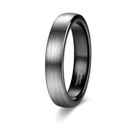 Stfery Bague Homme Bicolore Brossée Acier Tungstène, Anneau Courbe Noir 4mm Classique Taille 48