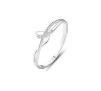 Stfery Bague Mariage Femme Or 9 carats, Anneau Lignes Entrelacés Pavé de Diamant, Bague Or Blanc 375 Taille 60