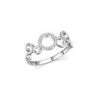 Stfery Bague Mariage Femme Or Blanc 18K, Anneau Cercle Pavé de Diamant, Bague Or 750 Taille 61