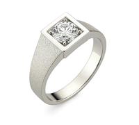 Stfery Bague Mariage Or 9 carats Femme, Anneau Incrusté de Moissanite DEF, Bague Chevalière Givrée en Or Blanc 375 Taille 48