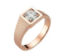 Stfery Bague Mariage Or Rose 14K Femme, Anneau Incrusté de Moissanite DEF, Bague Chevalière Givrée en Or 585 Taille 62