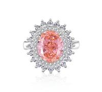 Stfery Bague Mariage Platine Femme, Anneau Incrusté de Lab Saphir Rose et Moissanites, Bague Cocktail Tournesol Or Véritable PT950 Somptueuse Taille 54