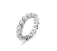 Stfery Bague Moissanite Femme Or Blanc 9 carats, Anneau Couronne de Cœur Incrusté de Moissanites, Bague Éternité en Or 375 Scintillant Taille 65