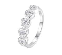 Stfery Bague Moissanite Platine Femme, Anneau Demi-Éternité Cœur Incrusté de Moissanite Serti Clos, Bague Or Véritable PT950 Taille 51