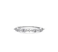 Stfery Bague Or 14 carats Femme, Anneau Empilable Demi-Éternité Incrusté de Lab Diamant Marquise, Bague Fine en Or Blanc 585 Taille 65