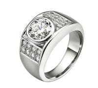 Stfery Bague Or 9 carats Femme, Anneau Fiançailles Incrusté de Moissanite, Bague Chevalière Large en Or Blanc 375 Taille 52