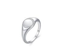 Stfery Bague Or Blanc 14 carats Femme, Anneau de Mariage Pavé de Lab Diamant, Bague Chevalière Or 585 Taille 65