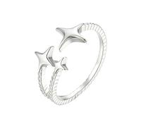 Stfery Bague ouverte en or blanc 9/14 carats avec étoile pour femme, 7.5, Or blanc 9 carats, Aucune pierre précieuse