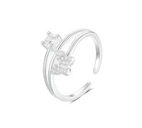 Stfery Bague ouverte en or blanc 9 K/14 carats avec pierre papillon en moissanite pour femme, 4, Or blanc, Moissanite
