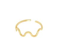 Stfery Bague ouverte ondulée en or jaune 9 K/14 carats pour femme, 6, Or jaune, Aucune pierre précieuse