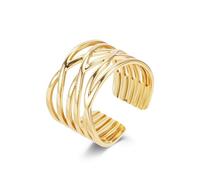 Stfery Bague Ouverte Reglable Femme Acier Inoxydable, Bague Doré Multi-rangs Fantaisie Style F