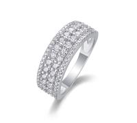 Stfery Bague plastron en or blanc 18 carats véritable pour femme, bague à quatre rangées pavé de moissanite personnalisée, 9.5, Métal, Moissanite