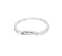 Stfery Bague plastron en or blanc 9 carats véritable pour femme, bague empilable en moissanite ondulée personnalisée, 7, Métal, Moissanite