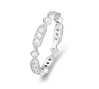 Stfery Bague plastron en or blanc 9 carats véritable pour femme, sculpture moissanite, 5, Métal, Moissanite