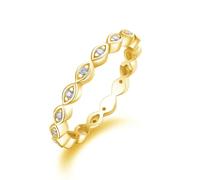 Stfery Bague plastron en or véritable 9 carats pour femme, bague infinie en moissanite personnalisée, 5, Métal, Moissanite