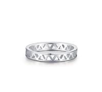 Stfery Bague sculptée en or blanc 18 carats pour femme en or véritable, bague de promesse empilable personnalisée, 6, Métal, Aucune pierre précieuse