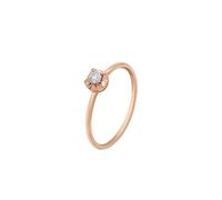 Stfery Bague solitaire en or blanc 9 K/14 K/18 carats avec motif fleurs - Bague de fiançailles avec diamant naturel 0,1 ct - Taille 47-65, 54 (17,2), Métal, Diamant
